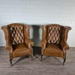 25068 Chesterfield Fauteuil Set Leder Old-Cognac, Huis en Inrichting, Fauteuils, Ophalen, Minder dan 75 cm, Chesterfield, Nieuw