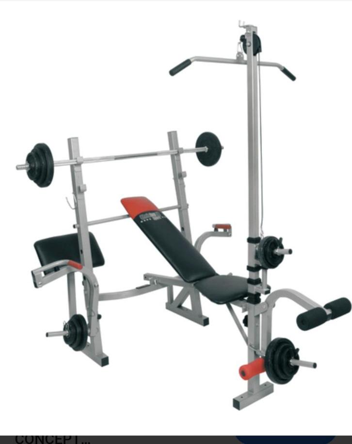 Fitnessapparatuur, Sport en Fitness, Fitnessapparatuur, Gebruikt, Krachtstation, Armen, Benen, Borst, Buik, Rug, Metaal, Ophalen