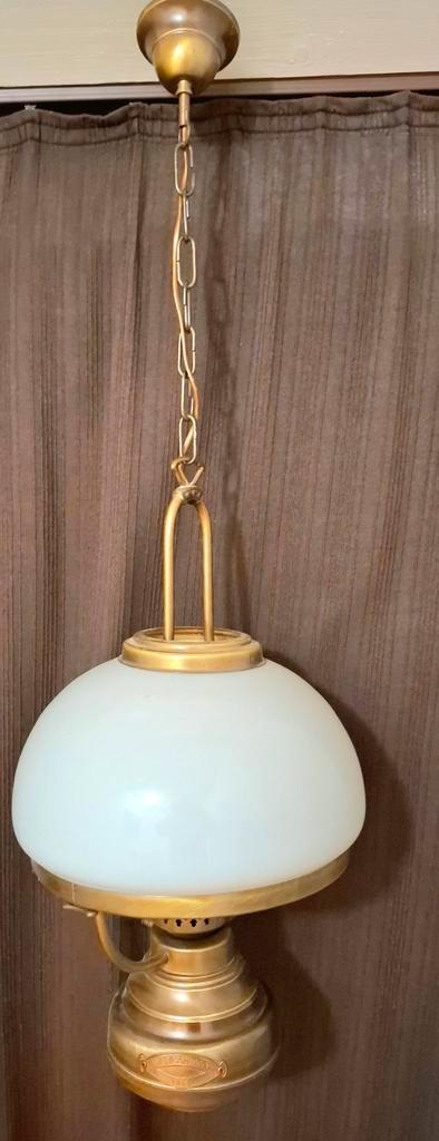 American Coop 1950 Olielamp, Huis en Inrichting, Lampen | Hanglampen, Gebruikt, Minder dan 50 cm, Glas, Metaal, Ophalen