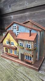 Handgemaakte houten servethouder met huisjes, Huis en Inrichting, Keuken | Keukenbenodigdheden, Ophalen of Verzenden, Nieuw