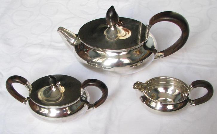 Zilveren Theeservies Gustav Beran 1936, Antiek en Kunst, Antiek | Goud en Zilver, Zilver, Ophalen of Verzenden