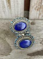 Prachtige grote Afghaanse Kuchi ring met Lapis Lazulli., Ophalen of Verzenden, Overige materialen, Ring, Met edelsteen