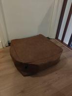 Cognac leer poef/zitzak, Huis en Inrichting, Banken | Voetenbanken en Poefen, Ophalen of Verzenden, Rond, Leer, Minder dan 50 cm