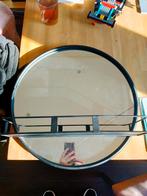 Zwarte ronde spiegel met rekje, Ophalen, Minder dan 50 cm, Rond, Zo goed als nieuw