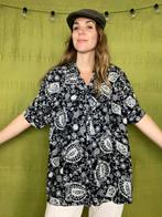 Vintage blouse - zwart/wit - print - 44/XXL, Kleding | Dames, Blouses en Tunieken, Gedragen, Maat 42/44 (L), Vintage, Ophalen of Verzenden