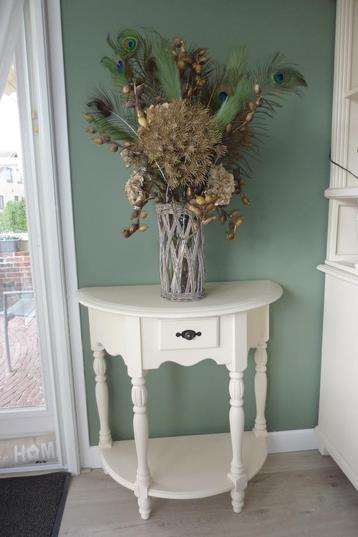 Halve maan wandtafel/ side table met lade beschikbaar voor biedingen