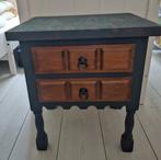 Vintage eiken kastje (petrol blauw), Ophalen, Gebruikt, Hout