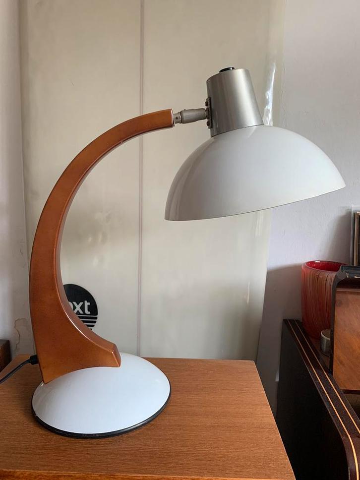 Massive bureaulamp fischer leuchten, Huis en Inrichting, Lampen | Tafellampen, Zo goed als nieuw, Minder dan 50 cm, Hout, Metaal