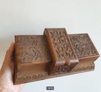 Prachtige vintage houtsnijwerk speelkaart doos 0502, Antiek en Kunst, Ophalen of Verzenden