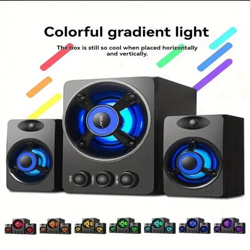 2.1 Stereo speakers, met woofer en led verlichting  € 12,50, Audio, Tv en Foto, Stereo-sets, Zo goed als nieuw, Speakers, Overige merken