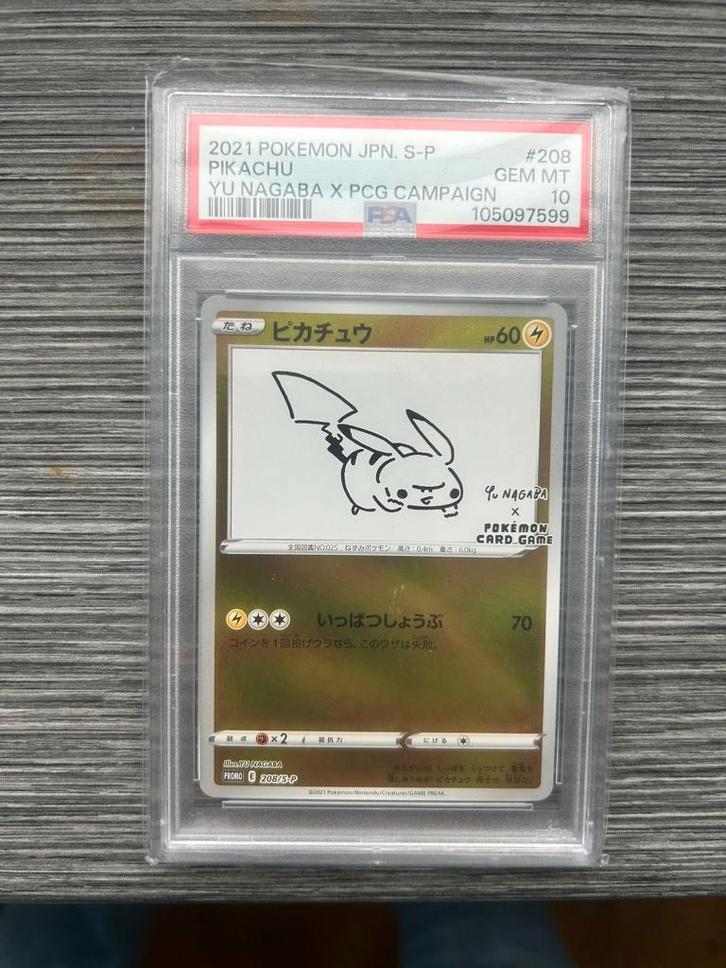 PSA 10 Yu Nagaba Pikachu 208/S-P – Gem Mint, Hobby en Vrije tijd, Verzamelkaartspellen | Pokémon, Nieuw, Losse kaart, Ophalen of Verzenden