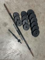 Halterset dumbbelset halterschijven stangen gewichten, Sport en Fitness, Fitnessmaterialen, Ophalen of Verzenden, Gebruikt, Halterset