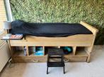 Kinderbed half hoogslaper met grote lade en opbergvakken, Ophalen, 85 tot 100 cm, Zo goed als nieuw, Matras
