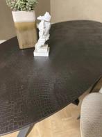 Zwarte ovale eettafel - croco structuur | maatwerk, 50 tot 100 cm, Nieuw, Hotel-chique, 150 tot 200 cm