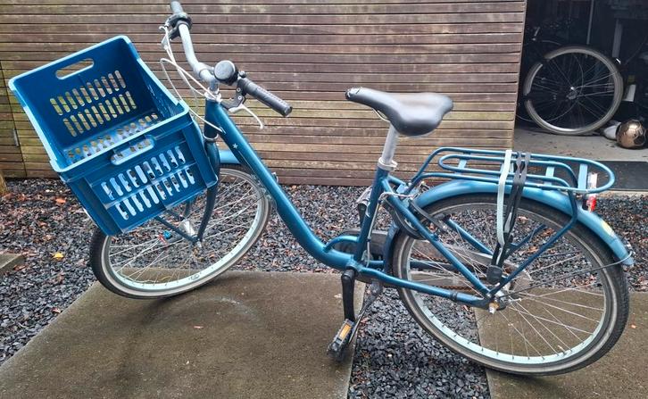 Blauwe kinderfiets Batavus Star met krat, Fietsen en Brommers, Fietsen | Meisjes, Gebruikt, 24 inch, Ophalen of Verzenden