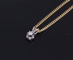 Solitair diamant 0,08ct wit gouden 14k ketting hanger dames