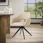 Eetkamerstoel Jordan - Beige grof geweven stof, Huis en Inrichting, Stoelen, Info@vansoestliving.nl, Overige kleuren, Nieuw, Van Soest Living