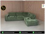 GRATIS LEVERING Velvet Hoekbank Groen 305x230 GEREINIGD