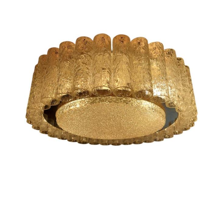 Vintage Doria Leuchten plafondlamp, Huis en Inrichting, Lampen | Plafondlampen, Gebruikt, Glas, Ophalen