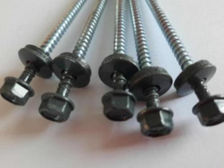 25-200 zwart dakpanplaat sandwichpaneel schroeven 100, Tuin en Terras, Palen, Balken en Planken, Zo goed als nieuw, Balken, 250 cm of meer