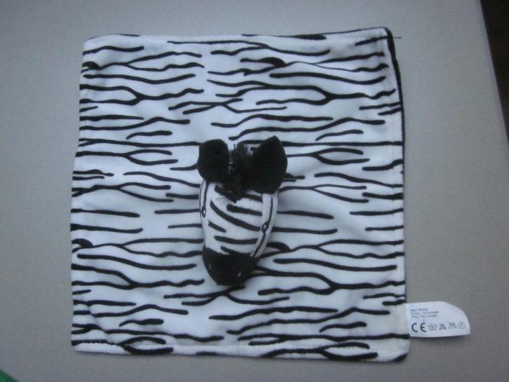 Wit-zwarte gestreept pluche knuffeldoek zebrapaard + rammel, Kinderen en Baby's, Speelgoed | Knuffels en Pluche, Nieuw, Paard