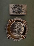 Rood koper kleurig asbak & luciferdoosje/ houder, Verzamelen, Ophalen, Zo goed als nieuw, Asbak