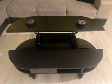 Zwarte Design Salontafel met Opbergruimte & Wielen beschikbaar voor biedingen
