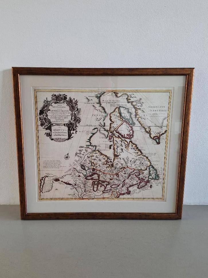 oude land-kaart Frans Canada en Overijssel Tran-siselania, Antiek en Kunst, Curiosa en Brocante, Ophalen