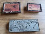 Oude vintage stempels. Randen en landkaart, Hobby en Vrije tijd, Stempelen, Ophalen of Verzenden, Gebruikt, Houten stempel