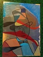 Gouache portret verf op papier, Antiek en Kunst, Kunst | Schilderijen | Modern, Ophalen of Verzenden