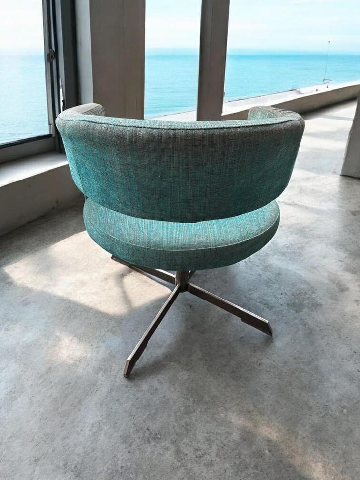 Vintage Draaibare Kuipstoelen - Turkoois/Brons, Huis en Inrichting, Stoelen, Gebruikt, Drie, Stof, Overige kleuren, Ophalen of Verzenden