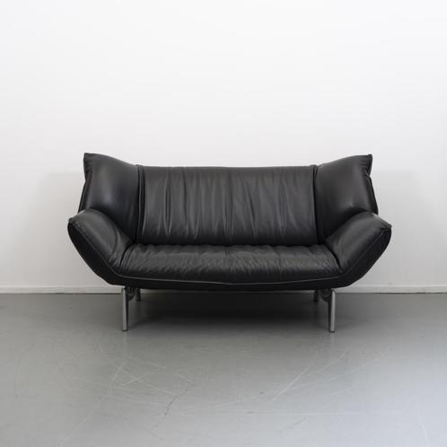 ACTIE!! 2x Leolux Tango 3-zits/223cm Bank Zwart Leer, Huis en Inrichting, Banken | Bankstellen, Gebruikt, Rechte bank, Driepersoons