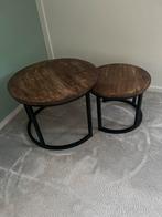 Set van 2 houten bijzettafels, Huis en Inrichting, Tafels | Bijzettafels, Ophalen, Minder dan 45 cm, Gebruikt, 75 cm of meer