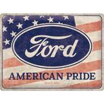 Ford American Pride vlag relief reclamebord van metaal deco, Ophalen of Verzenden, Nieuw, Auto's