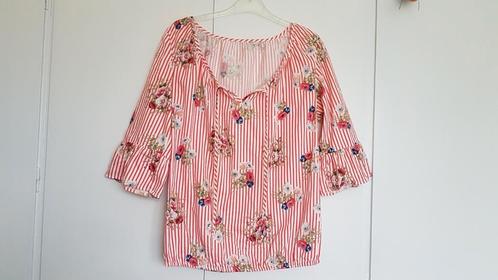 Marie Jo blouse gestreept roos koraalrood  rozen 38 / M, Kleding | Dames, Blouses en Tunieken, Zo goed als nieuw, Maat 38/40 (M)