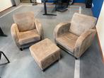 Gratis buffelleer fauteuil set met Poef, Huis en Inrichting, Ophalen of Verzenden