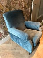 Fauteuil verlours blauw, Huis en Inrichting, Fauteuils, Ophalen, 75 tot 100 cm, Zo goed als nieuw, Stof
