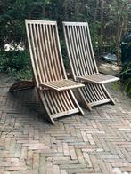 Teakhouten Wave Deck Tuinstoelen - Inklapbaar, Ophalen, Gebruikt, Teakhout, Inklapbaar