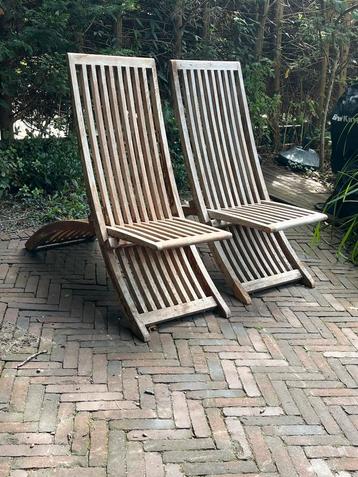 Teakhouten Wave Deck Tuinstoelen - Inklapbaar beschikbaar voor biedingen