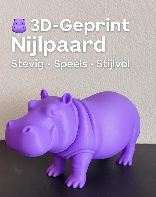 3D-Geprinte Nijlpaard - ook in andere kleuren mogelijk, Dieren en Toebehoren, Overige Dieren-accessoires, Nieuw, Ophalen of Verzenden