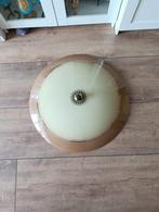Vintage Plafondlamp jaren 50/60 - Bruin & Goud, Ophalen, Gebruikt, Glas, Vintage