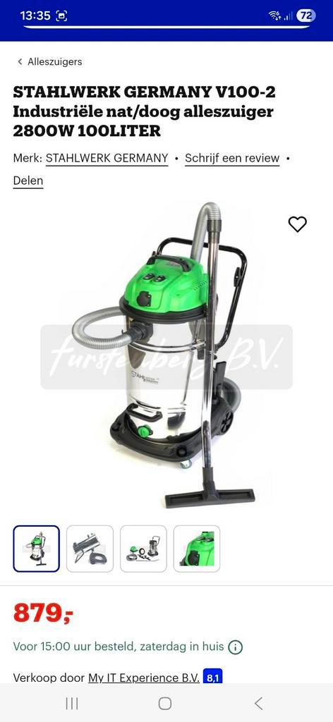 STAHLWERK GERMANY V100-2 Industriële Alleszuiger, Witgoed en Apparatuur, Stofzuigers, Nieuw, Stofzuiger, 2000 watt of meer, Reservoir