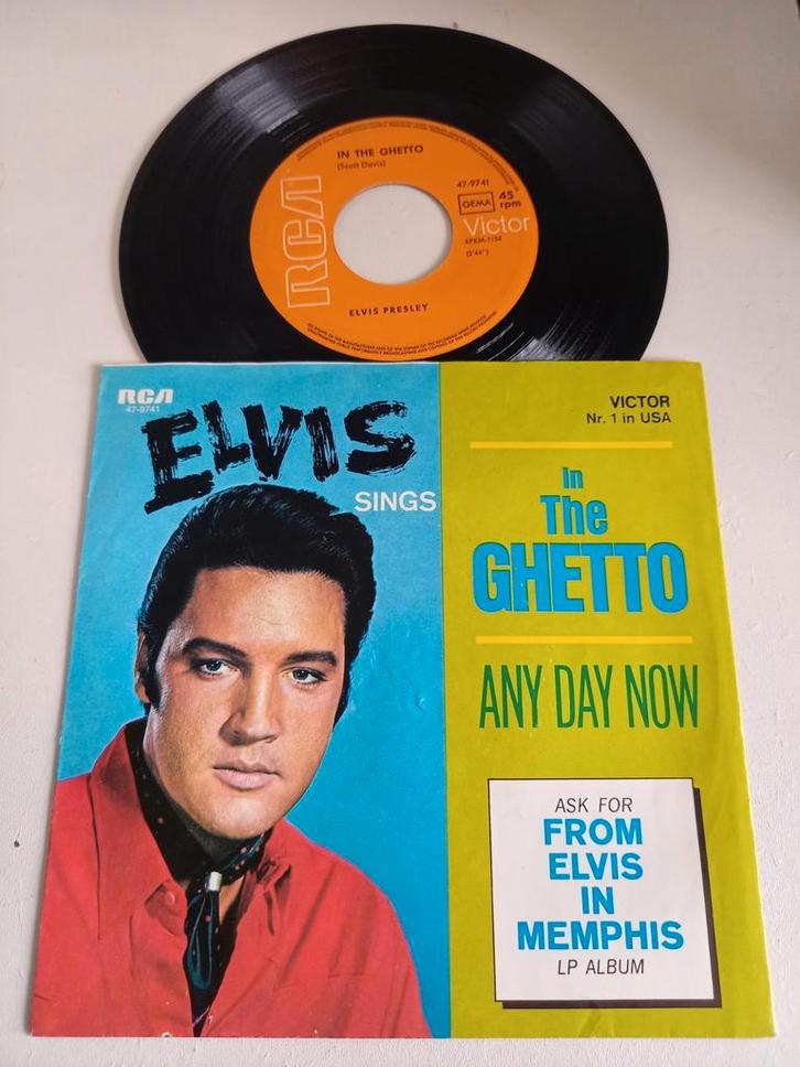 Elvis Presley - In The Ghetto / Any Day Now - Single, Cd's en Dvd's, Vinyl Singles, Gebruikt, Single, Pop, 7 inch, Ophalen of Verzenden