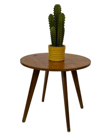 Vintage Ronde Bijzettafel In Eikenfineer, 1960 Tafeltje beschikbaar voor biedingen