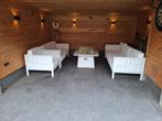 Mooie strakke witte loungeset inclusief vuurtafel, Tuin en Terras, Tuinsets en Loungesets, Ophalen, Kunststof, Gebruikt, 6 zitplaatsen