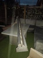 Zonnescherm Grijs/Wit 350cm met stok, Tuin en Terras, Zonneschermen, Ophalen, Gebruikt, 250 cm tot 450 cm, Uitvalscherm