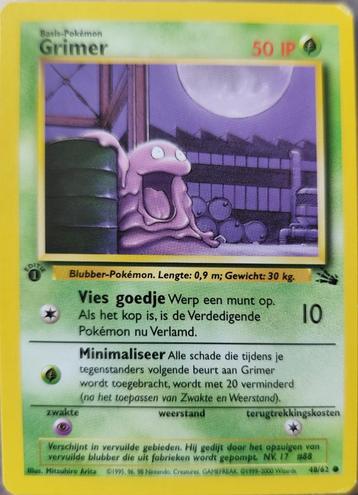 Nederlandse Fossil 1e editie Pokemonkaart: Grimer beschikbaar voor biedingen