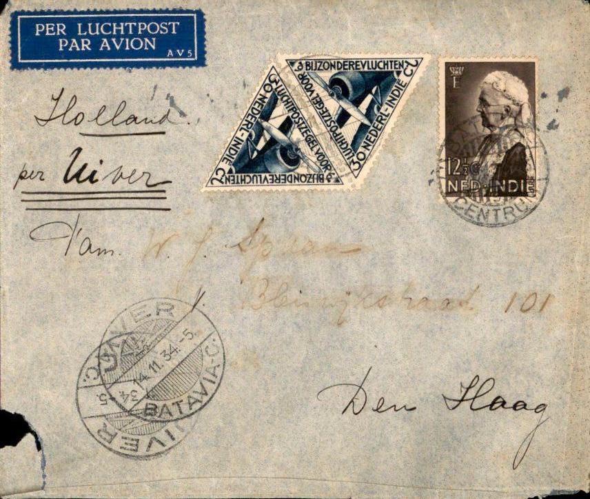 Nederlands Indië - Uiver - 1934 - Emma, Verzenden, Envelop