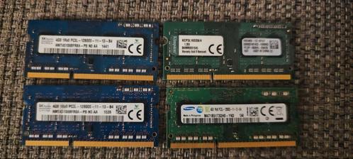 4x 4GB DDR3 Laptop Geheugen - Hynix, Kingston, Samsung, Computers en Software, RAM geheugen, Gebruikt, Laptop, DDR3, Ophalen