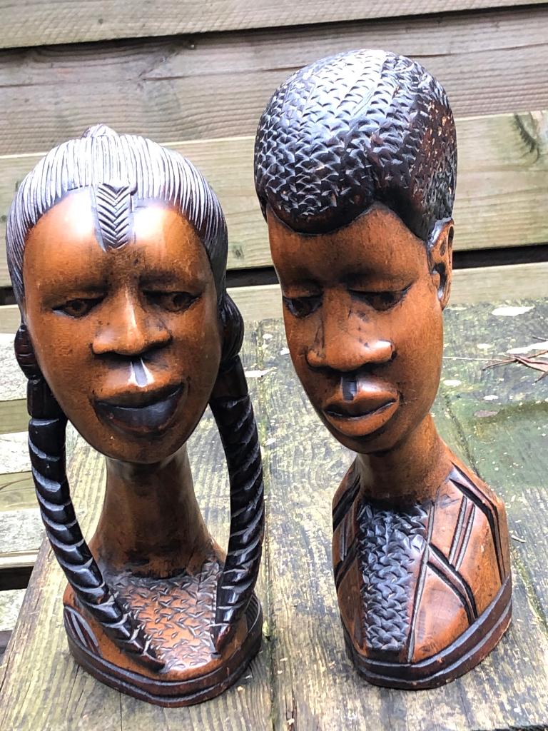 Houten beelden, Antiek en Kunst, Kunst | Beelden en Houtsnijwerken, Buste, Hout, Overige onderwerpen, 20 - 50 cm, Afrika, Overige stijlen